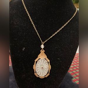 Rare, Vtg. Victorian-style Pididdly Links pendant and chain. Brass, 11” long.